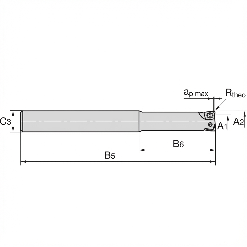 Teknisk skitse af 4 Feed Shank