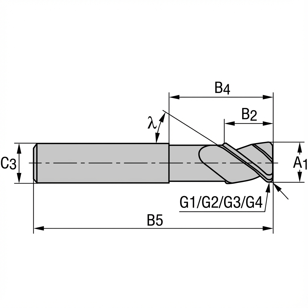 Teknisk skitse af Endmill