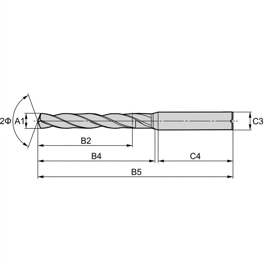 Teknisk skitse af Solid Drill