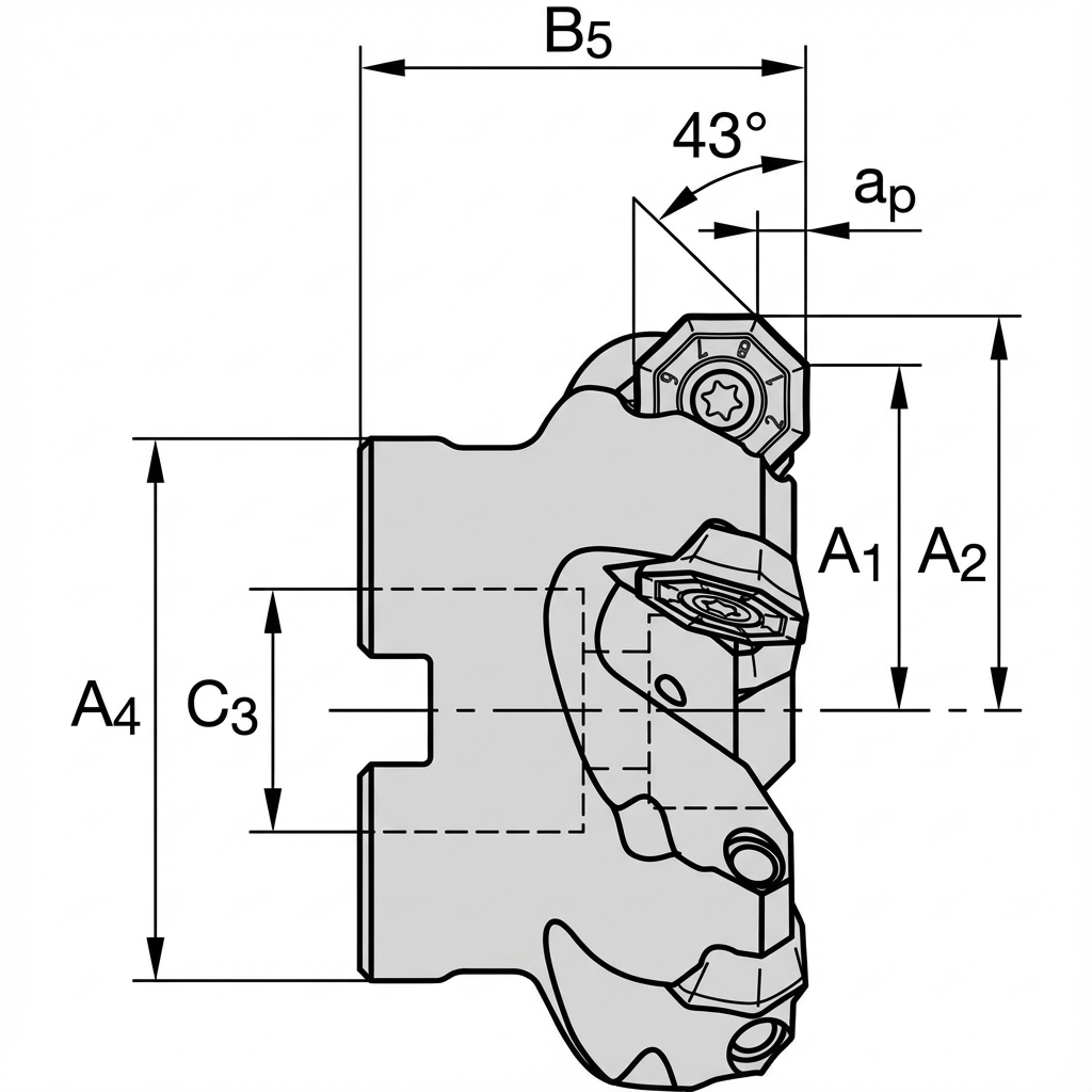 Teknisk skisse av MultiFace P45 PRO8